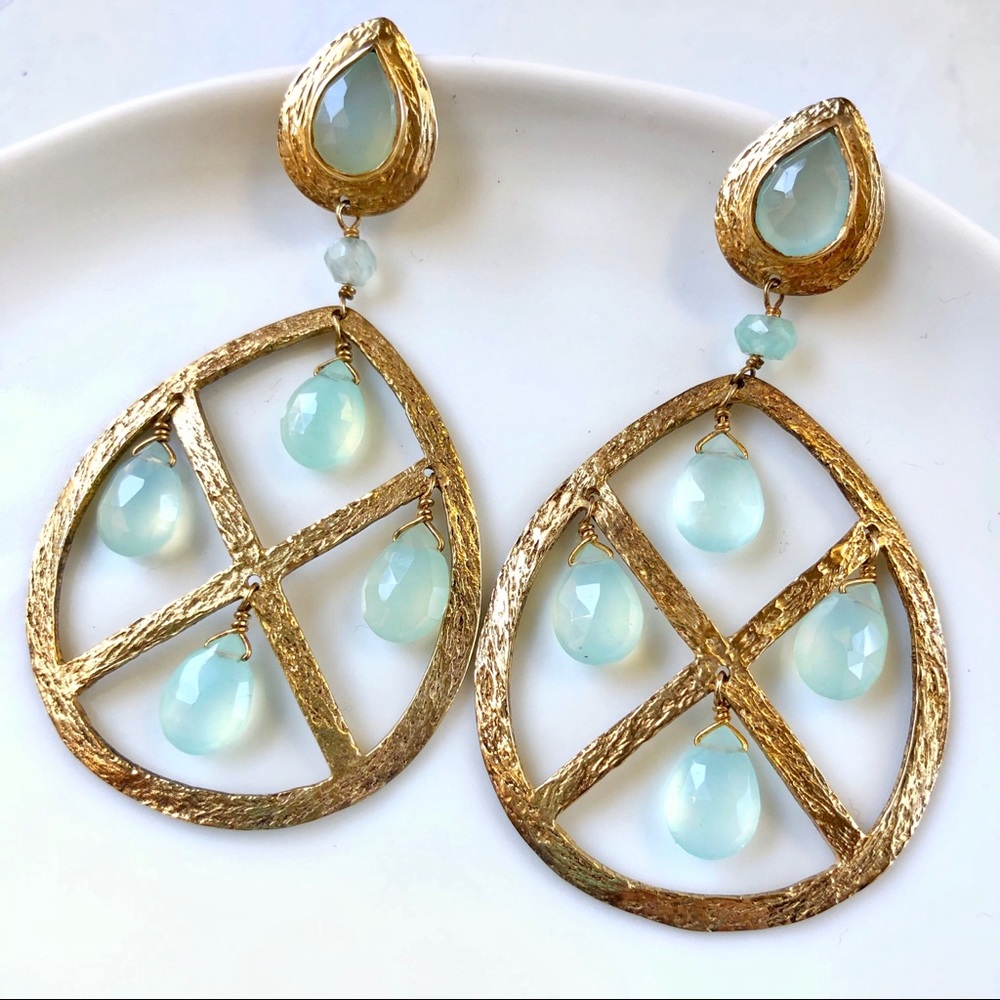Julie Vos Chalcedony & 24k gold plated Earrings